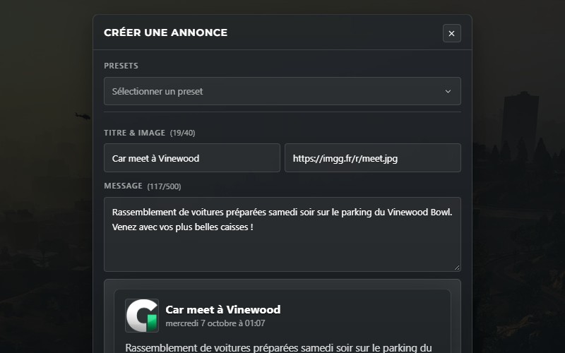 La création d'une annonce