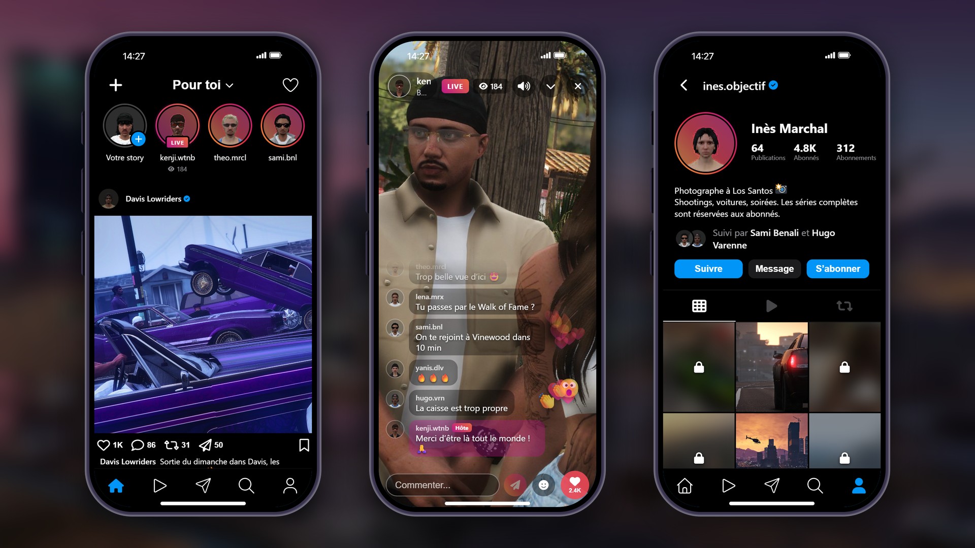 Les lives et les abonnements de Snapgram