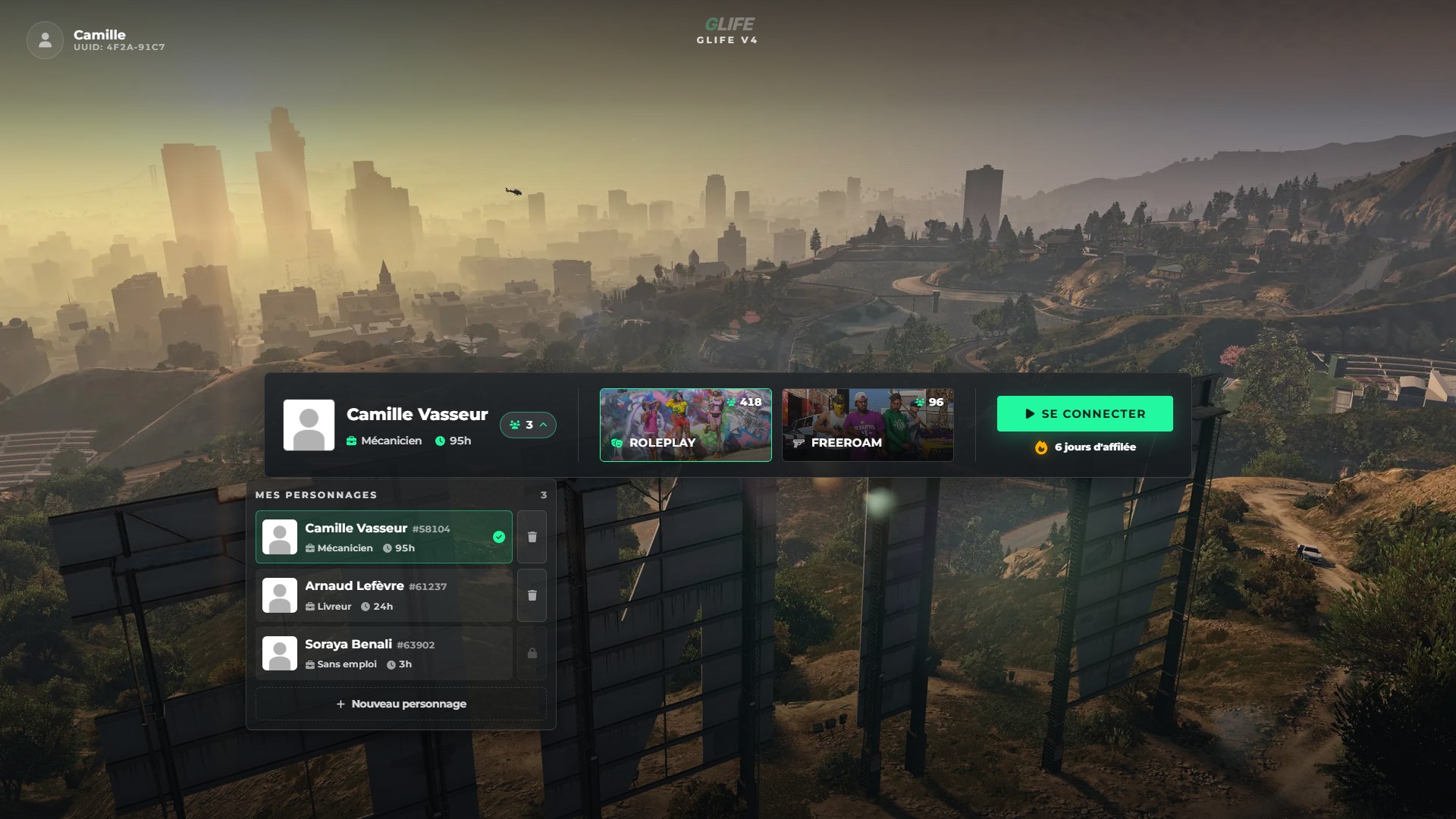 L'écran de lancement de GLife V4