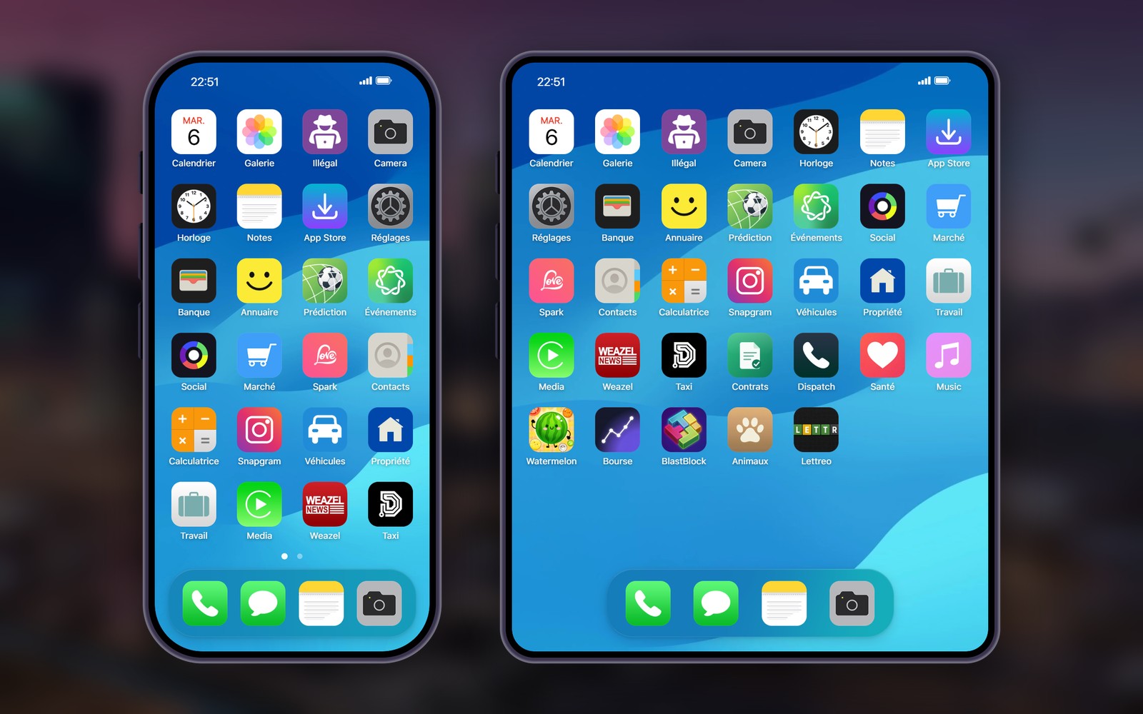 Le téléphone replié et déplié